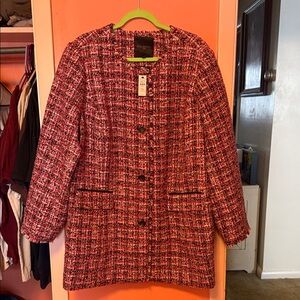 Talbots Women's Tweed Blazer - Black and pink